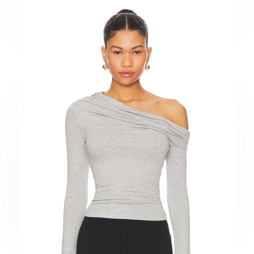 Elegant Gray Off-Shoulder Top